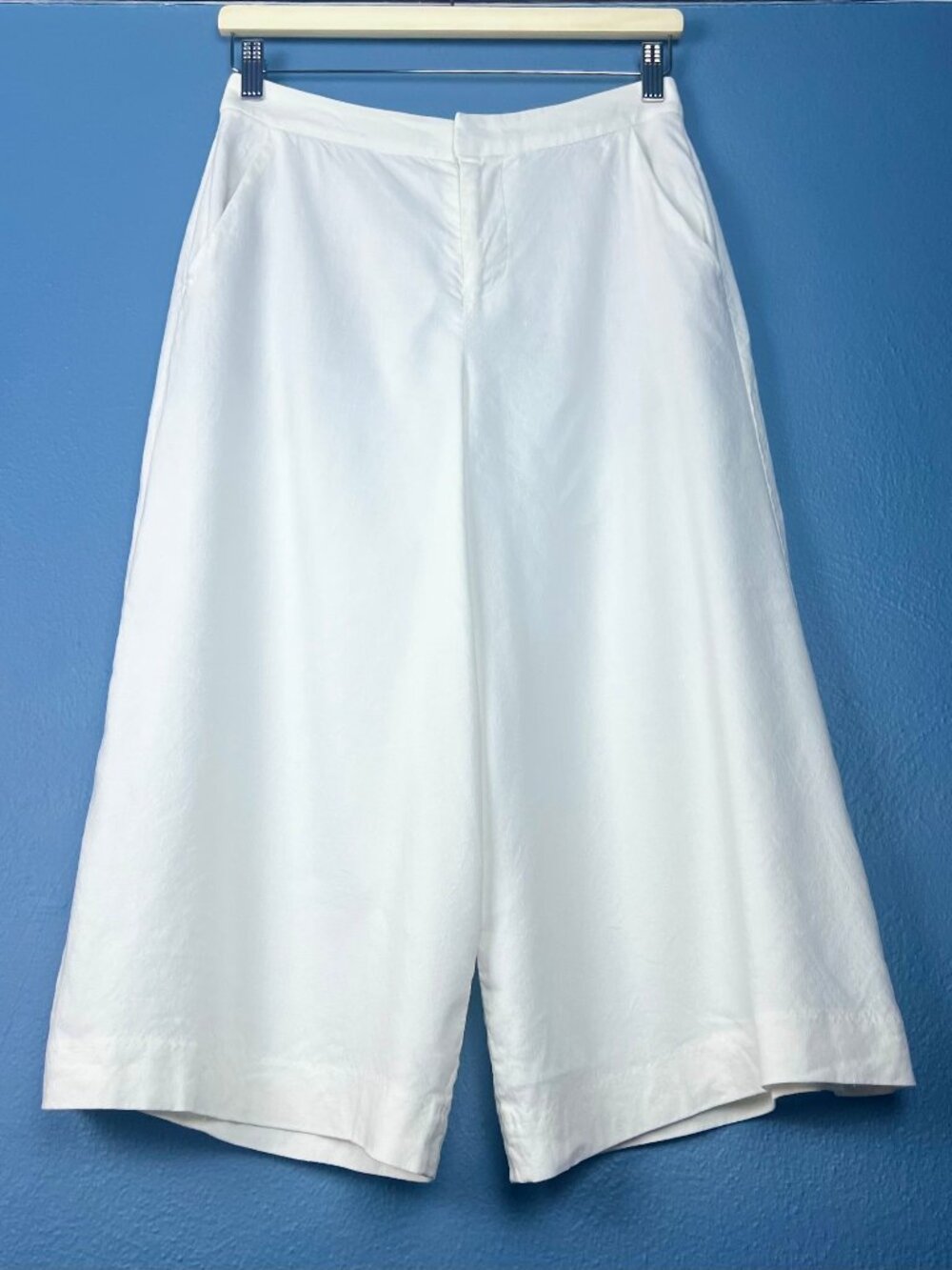 Alice + Olivia Ivory White Linen Blend High Rise Cropped Wide Leg Pants Size 4